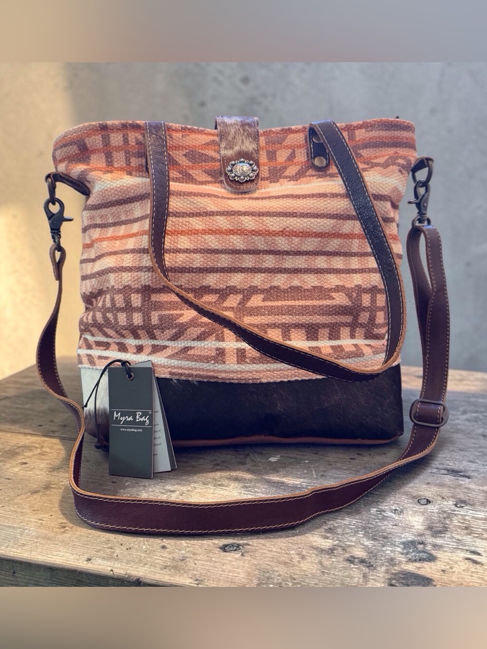 Myra Bag Tea Rose Patterned Shoulder Bag with Leather Trim
